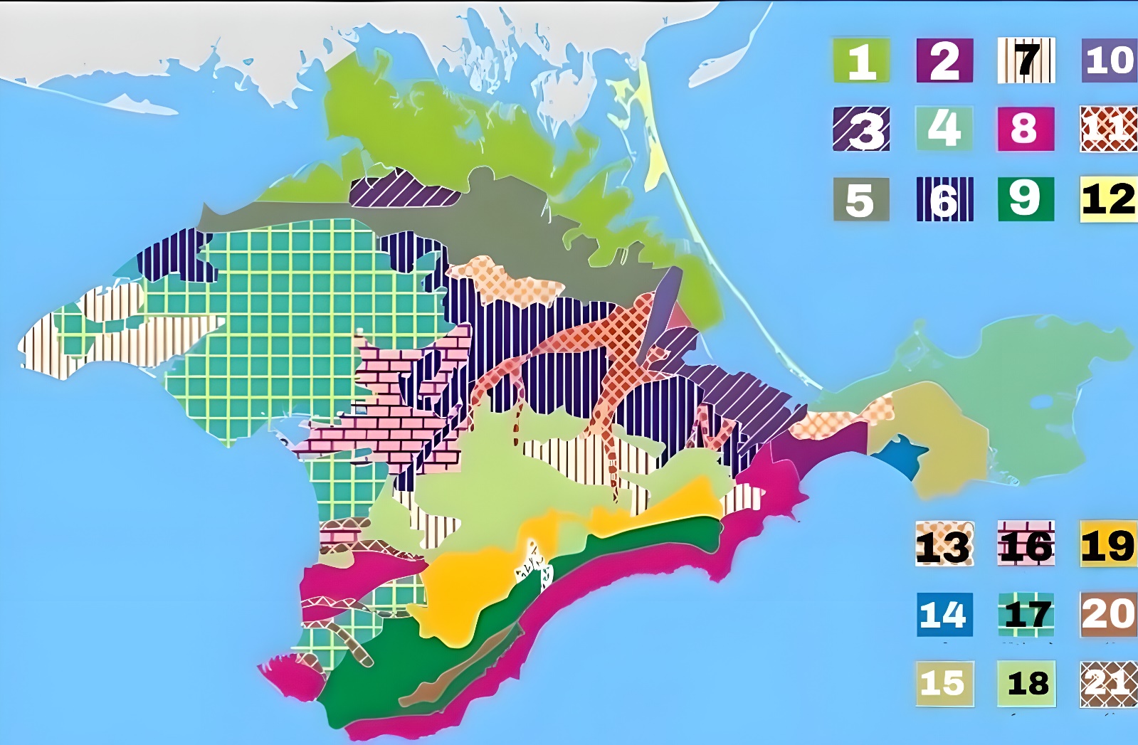 Soils of the Republic of Crimea (according to I.Ya. Polovetsky and P.G. Gusev)