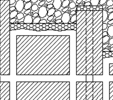 Фрагмент системы разработки этажного принудительного обрушения с фронтально-торцевым выпуском для физического моделирования выпуска рудной массы