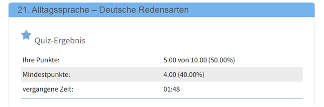 Пример простой обратной связи, ориентированной на количественную оценку результата онлайн-квиза на сайте vitaminde.de