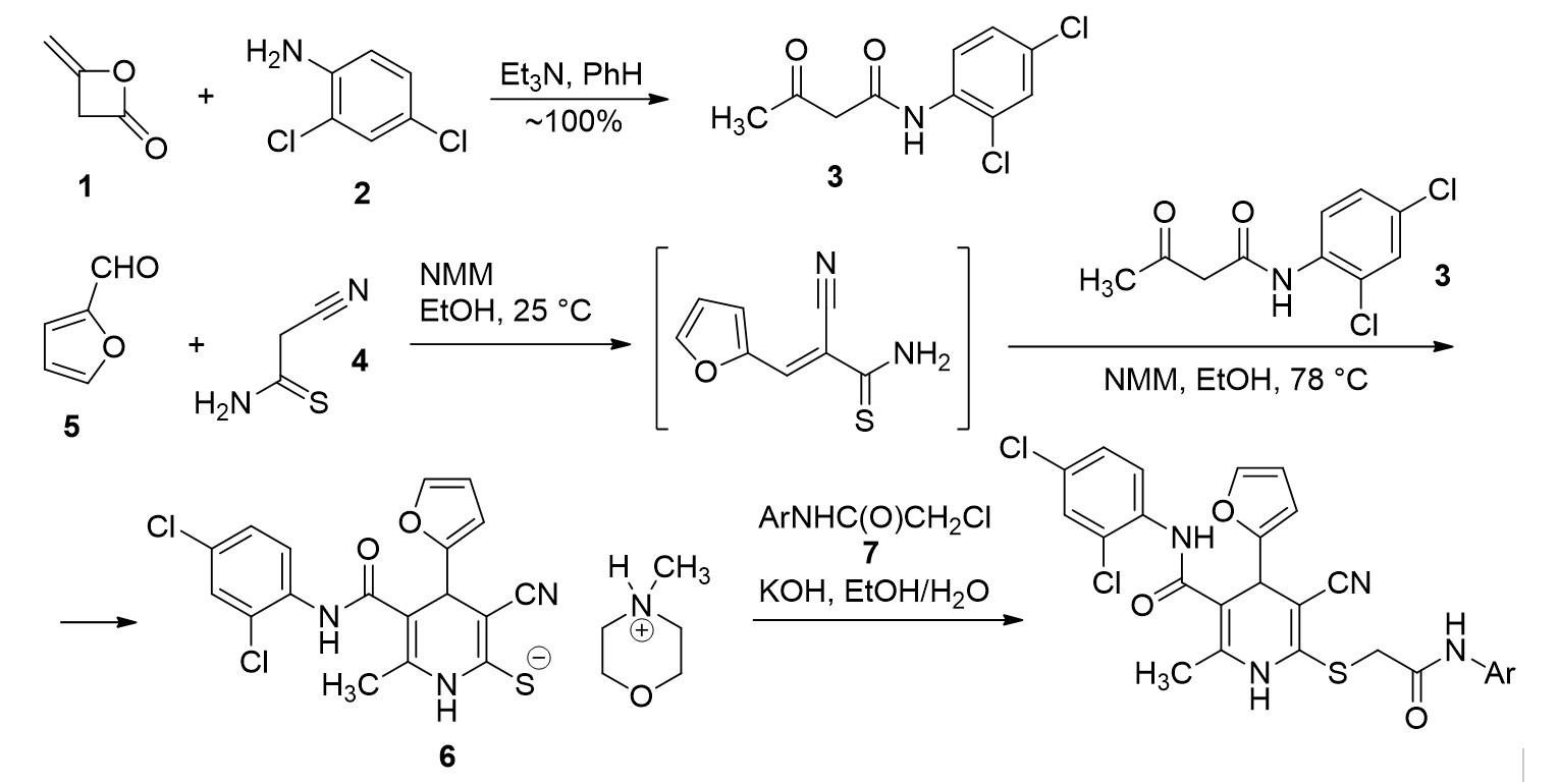 Общая схема получения исследуемых производных цианотиоацетамида