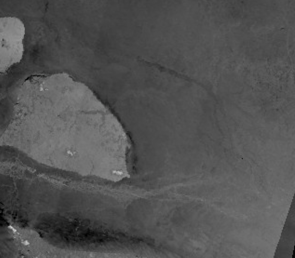 Спутниковое изображение пролива Дмитрия Лаптева и положения льдов Sentinel-1 C-SAR VV-decibel gamma0 - orthorectifiled 27.06.2020 г