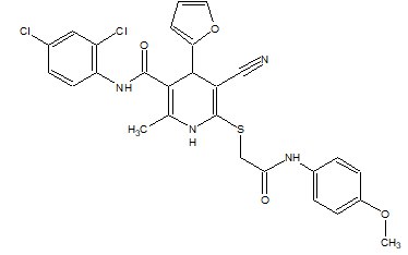 d02-139: 5-cyano-N-(2,4-dichlorophenyl)-4-(2-furyl)-6-({2-[(4-methoxyphenyl)amino]-2-oxoethyl}thio)-2-methyl-1,4-dihydropyridine-3-carboxamide