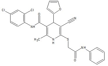 d02-149:6-[(2-anilino-2-oxoethyl)thio]-5-cyano-N-(2,4-dichlorophenyl)-4-(2-furyl)-2-methyl-1,4-dihydropyridine-3-carboxamide