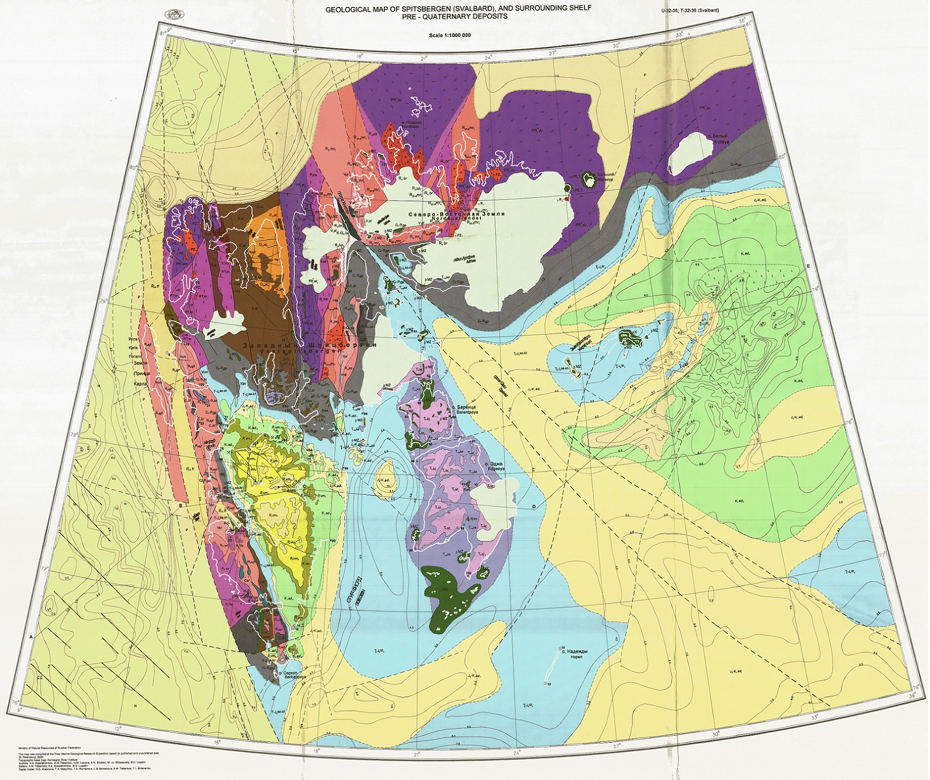 Геологическая карта дочетвертичных образований Шпицбергена и прилегающего шельфа