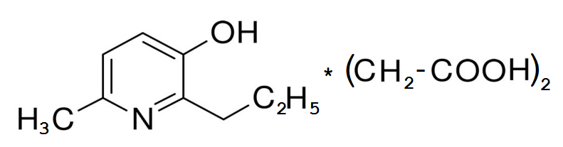 Структурная формула 2-этил-6-метил-3-гидроксипиридина сукцината