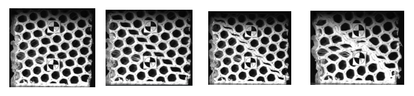 Stages of destruction of the walls of the honeycomb under loading