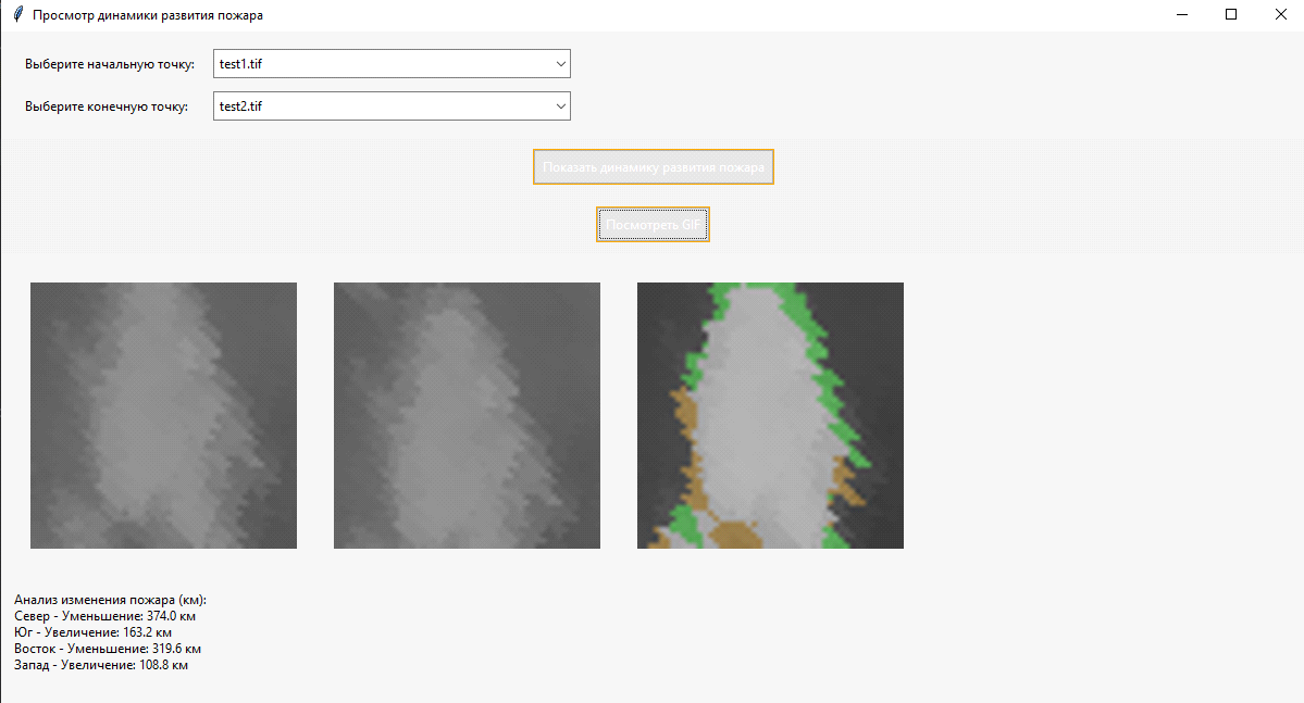 Настольное приложение для визуализации динамики развития пожаров