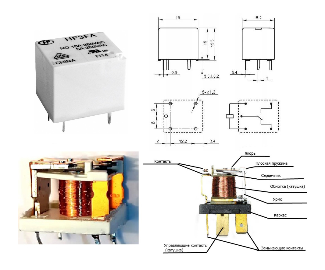 Конструкция мини-реле HF3FA 012-ZTF