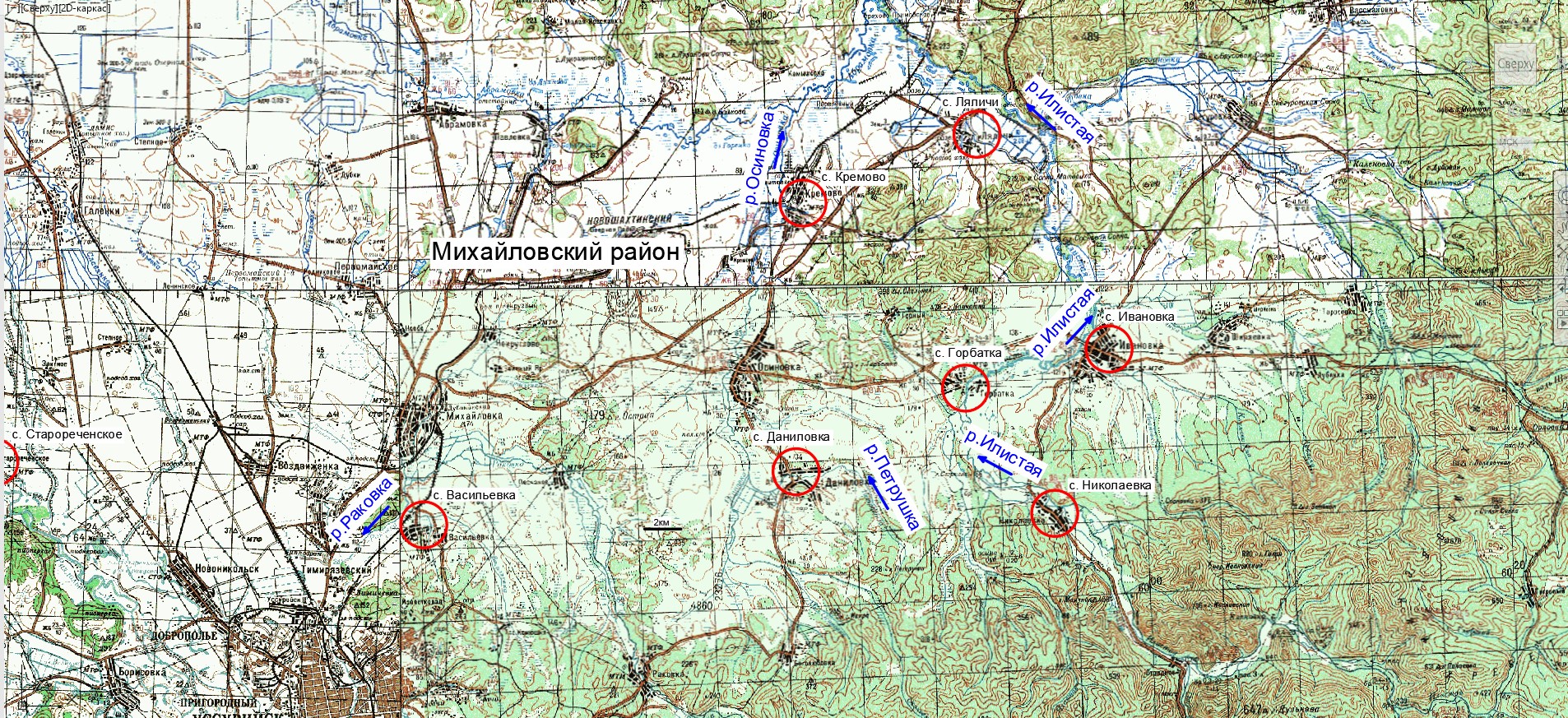 Обзорная схема населенных пунктов Михайловского муниципального района