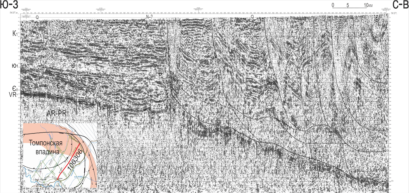 Seismic section of PR 100306 – Thompson cavity, JAGF