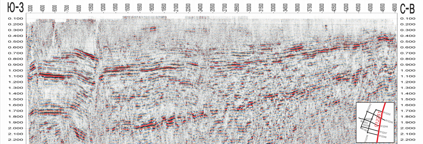 Seismic section of PR 912251 – Zyryanskaya cavity, JAGF