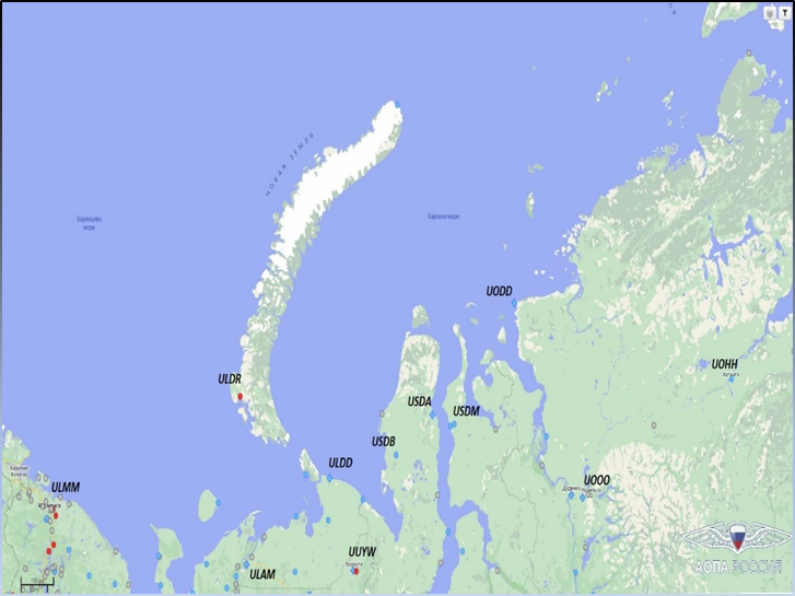 Наиболее крупные северные аэродромы и посадочные площадки РФ