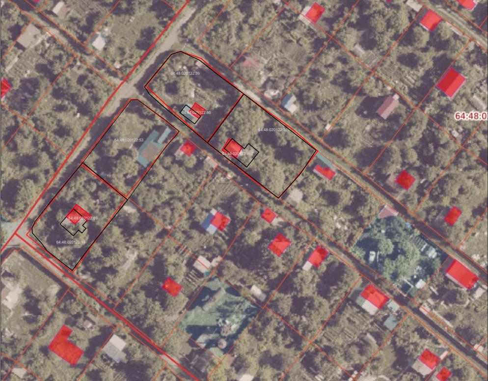Обработанная съемка 64:48:020122 квартала в программе AutoCAD