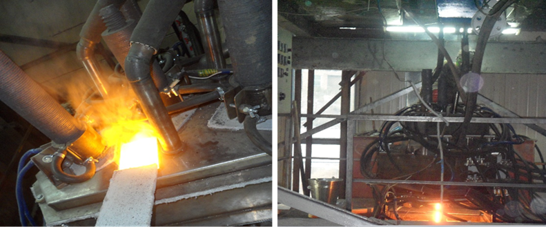 Electroplasmic melting of raw materials, as well as the moment of fusion of the melt with the production of stone casting