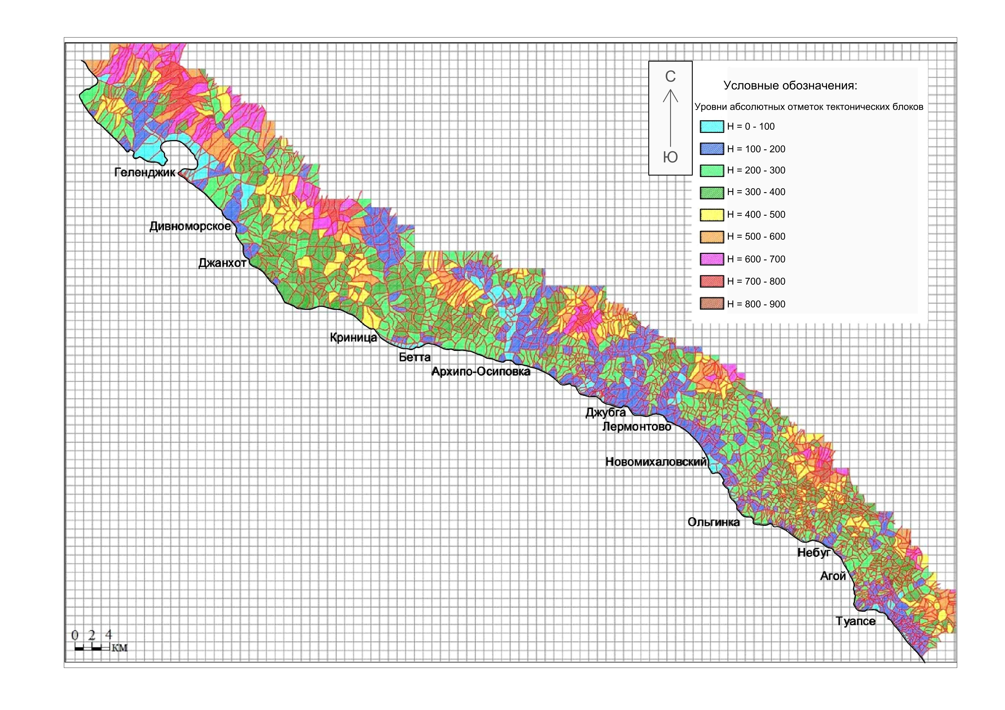 Схема геодинамического районировании участка побережья