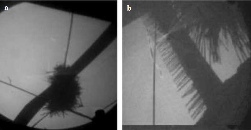 Nanotube ball (a) and zinc oxide plate (b)