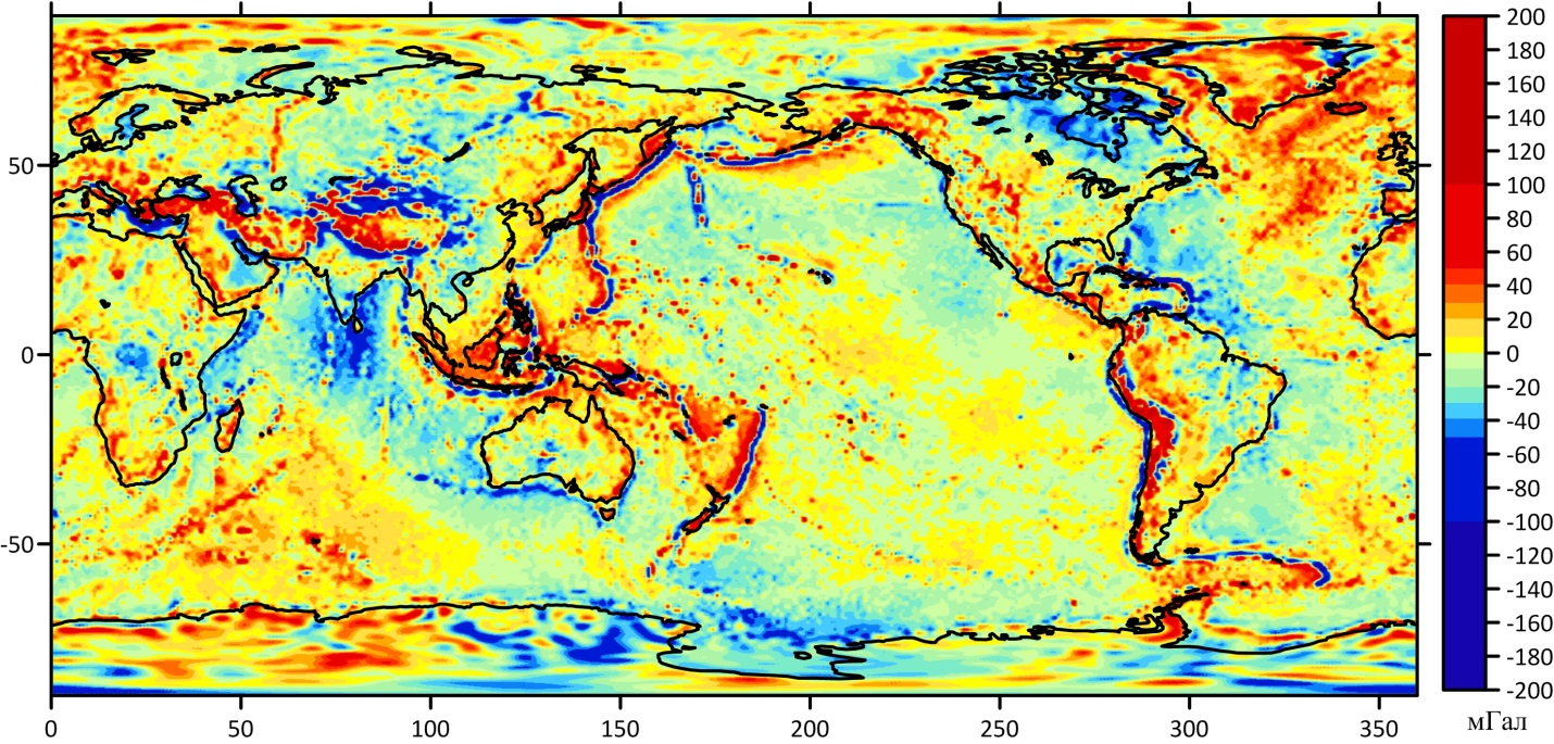 Глобальные Δg, вычисленные по формуле (8) при Δr=0
