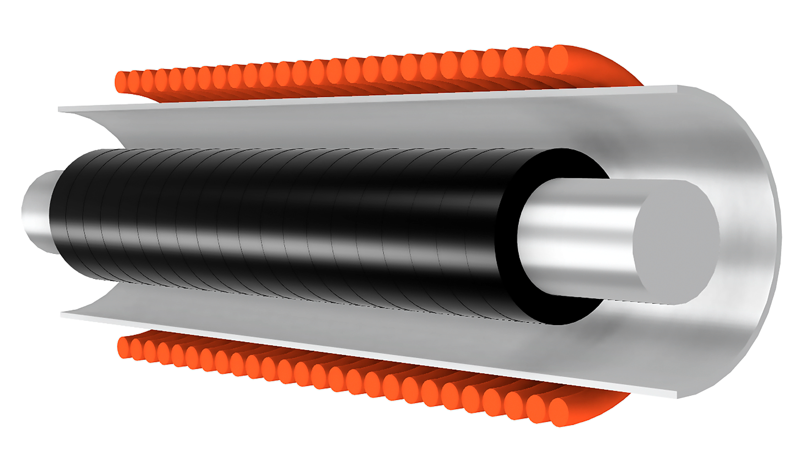Sectional view of a coaxial magnetic compression line