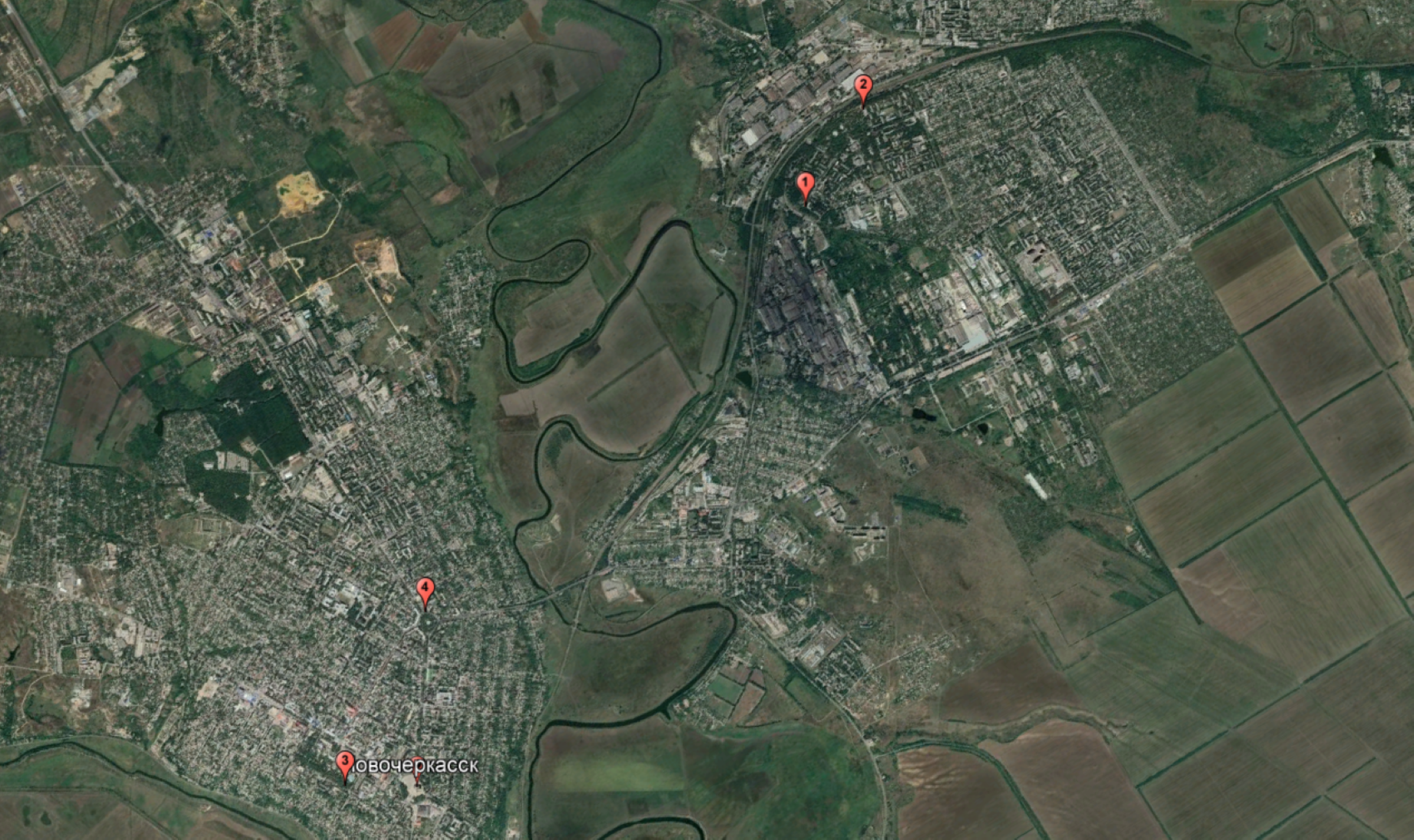 Карта-схема отбора проб почв на территории г. Новочеркасска