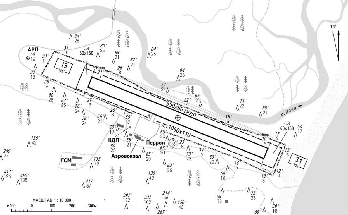 Схема аэропорта «Мунук» Аяна
