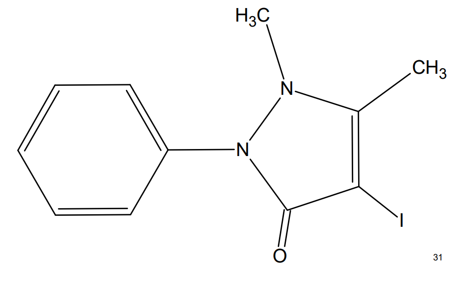 Структура 4-йод-1,5-диметил-2-фенил-1,2-дигидро-3H-пиразол-3-она