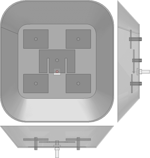 Исследуемая конструкция широкополосной направленной антенны с широкополосным резонатором