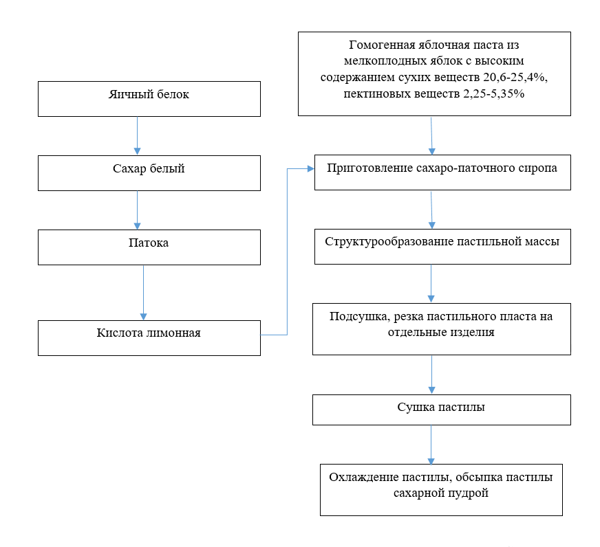 Технологическая схема производства пастилы с гомогенной яблочной пастой