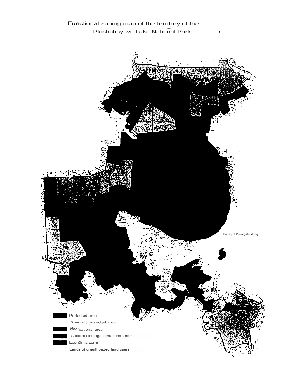  Functional zoning map of the territory of the Pleshcheyevo Lake National Park 
