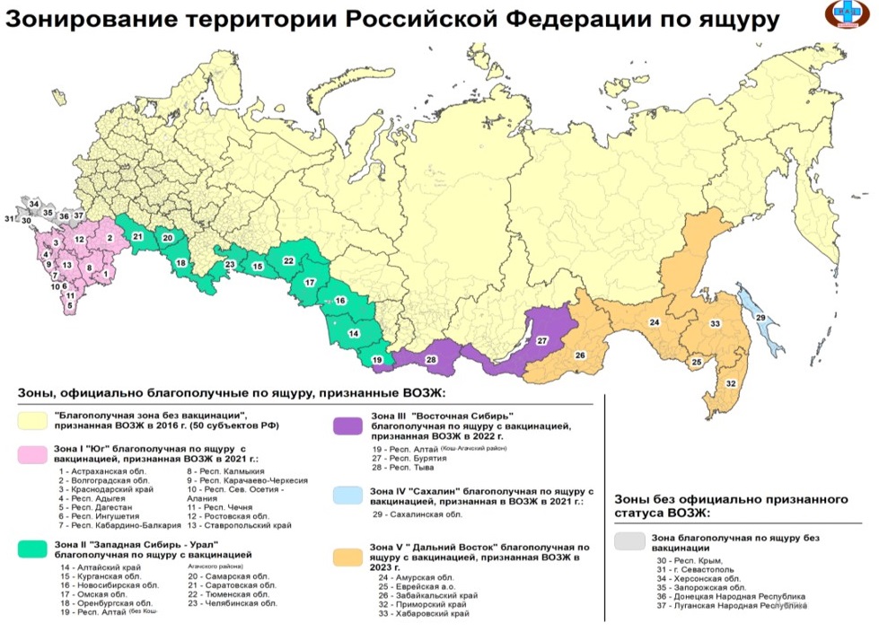 Зонирования Российской Федерации по ящуру