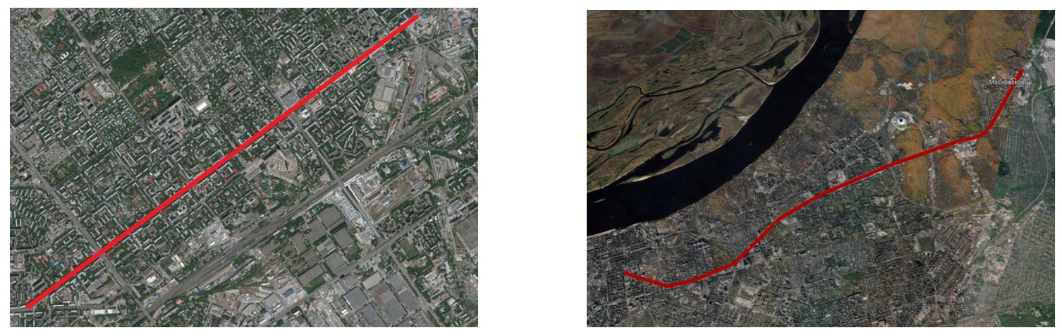 Трасса прохождения по ул. Победы и Московскому шоссе