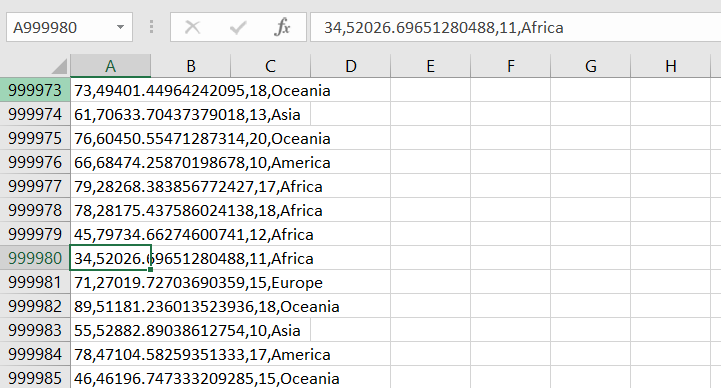 Фрагмент файла Excel