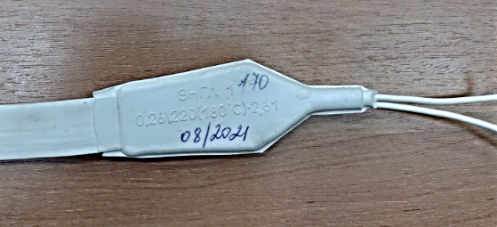 Фрагмент греющего кабеля от терморегулятора