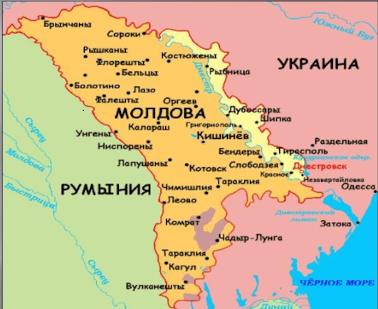 Геополитическое положение Приднестровской Молдавской Республике на карте
