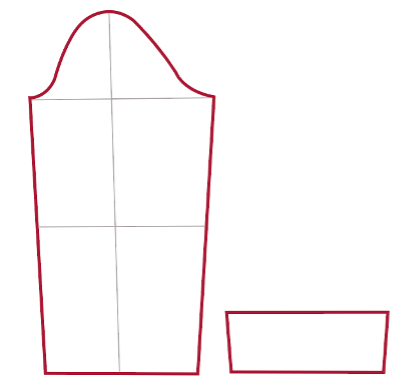 Схема развертки рукава втачного типа, схема чертежа манжета рукава