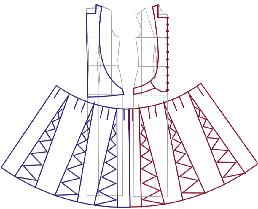 Схема модельной конструкции женского коронационного сюрко