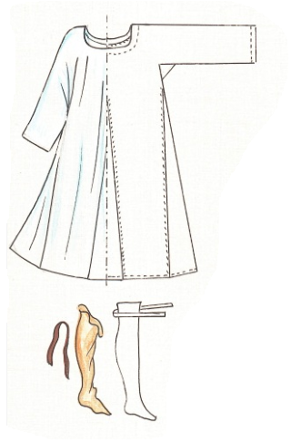 Нижняя женская сорочка из льна и чулки