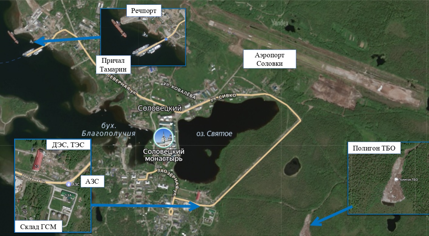 Схема расположения хозяйственных объектов пос. Соловецкий