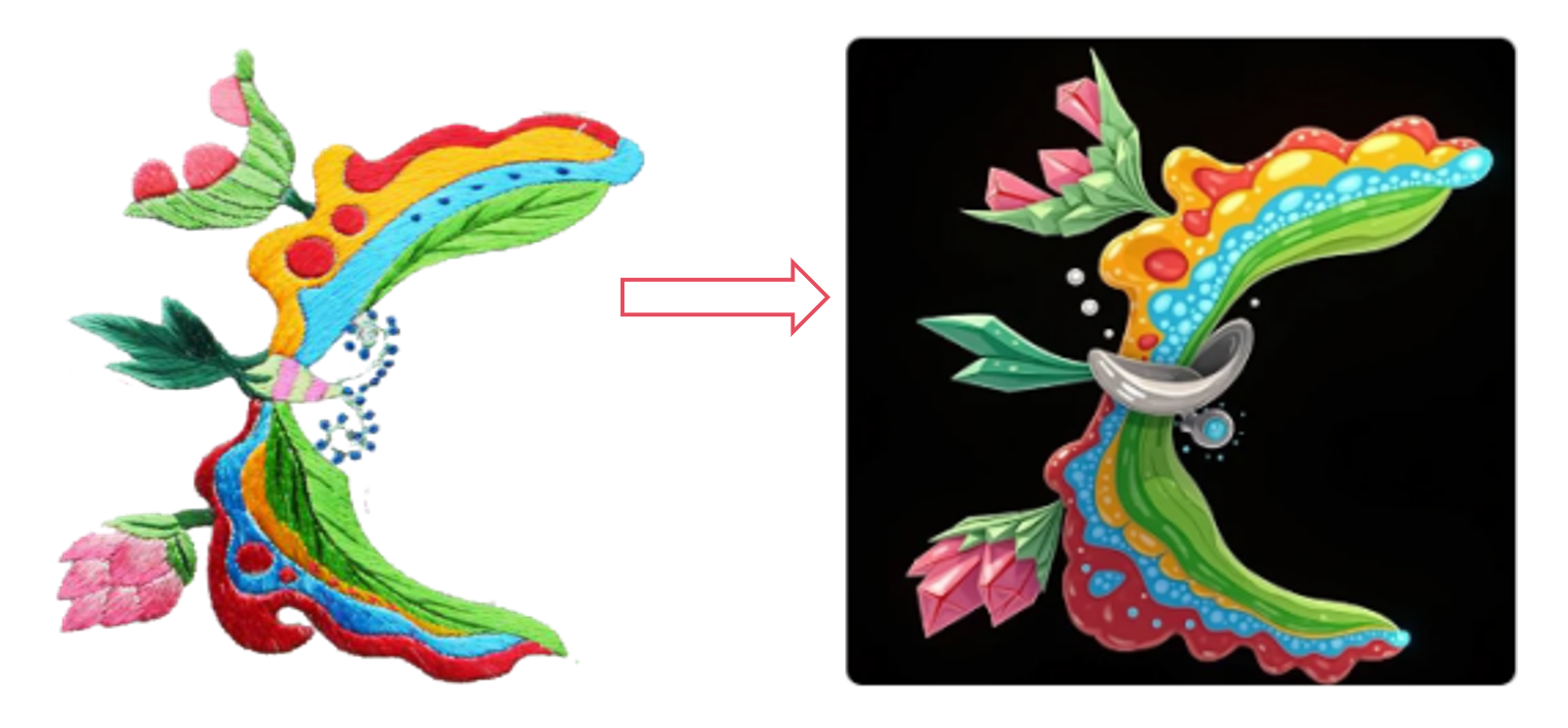Qiang embroidery AI illustration butterfly