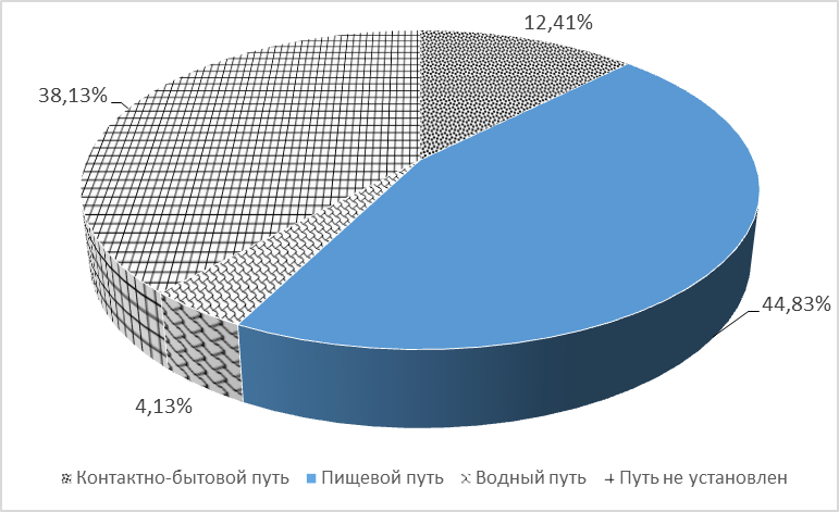 Пути инфицирования гепатитом А в Самарской области за 2024 г.