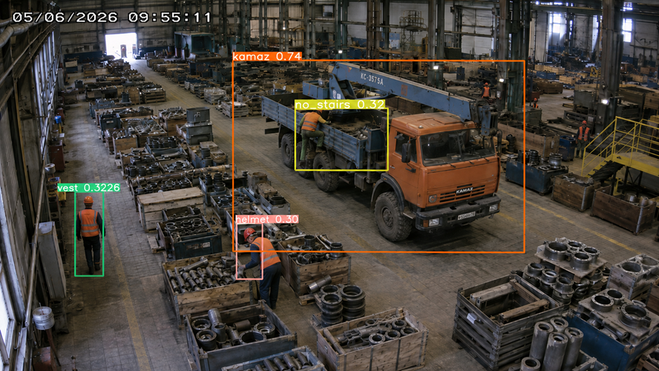 Detection of a violation: climbing into a KamAZ truck bed without a ladder