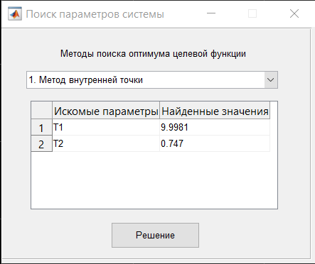 Ввод метода поиска экстремума и ответ