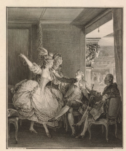 Илл.5 La Loge de l’opéra (La Petite Loge). Автор Jean-Michel Moreau, гравер Patas, гравюра, не датирована. Частная коллекция. 