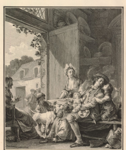 Илл.6 Le Vrai bonheur. Автор Jean-Michel Moreau 1778, гравер J.B. Simonet, гравюра, 1782. Частная коллекция.