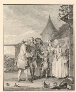 Илл. 8. Le Seigneur chez son fermier. Автор Jean-Michel Moreau, гравюра, 1783. Частная коллекция.